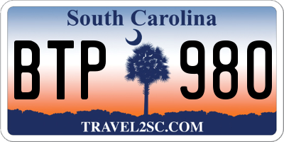 SC license plate BTP980