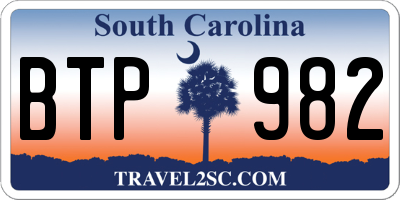 SC license plate BTP982