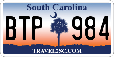 SC license plate BTP984