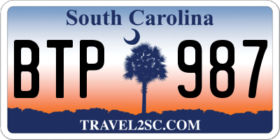 SC license plate BTP987