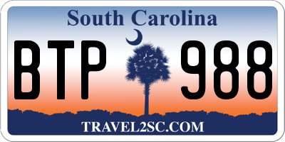 SC license plate BTP988