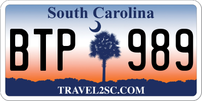 SC license plate BTP989