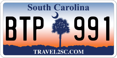 SC license plate BTP991