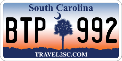 SC license plate BTP992
