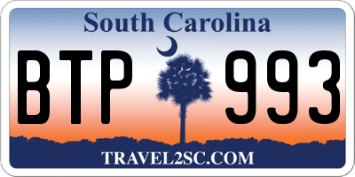 SC license plate BTP993
