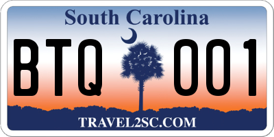 SC license plate BTQ001