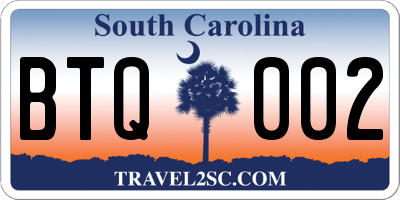 SC license plate BTQ002
