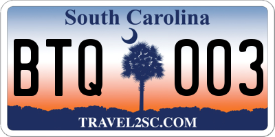 SC license plate BTQ003
