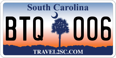 SC license plate BTQ006