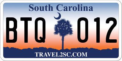 SC license plate BTQ012
