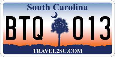 SC license plate BTQ013