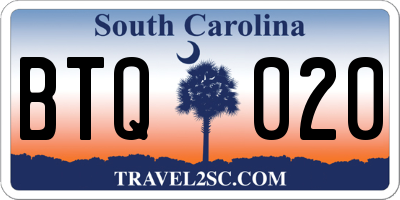 SC license plate BTQ020