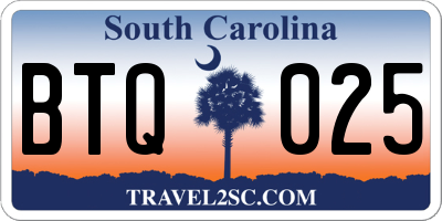 SC license plate BTQ025