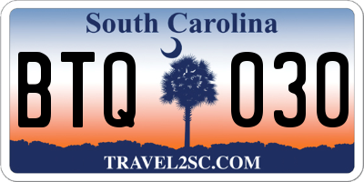 SC license plate BTQ030