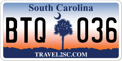 SC license plate BTQ036