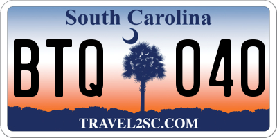 SC license plate BTQ040