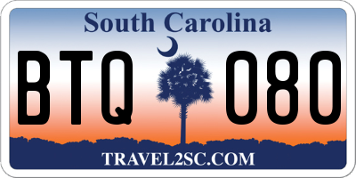 SC license plate BTQ080