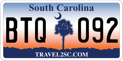 SC license plate BTQ092
