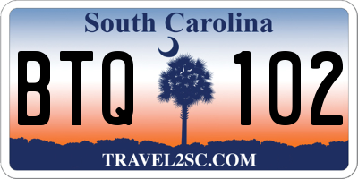 SC license plate BTQ102