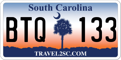 SC license plate BTQ133