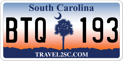 SC license plate BTQ193