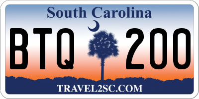SC license plate BTQ200