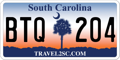SC license plate BTQ204