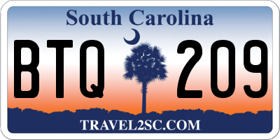 SC license plate BTQ209