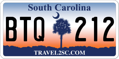 SC license plate BTQ212