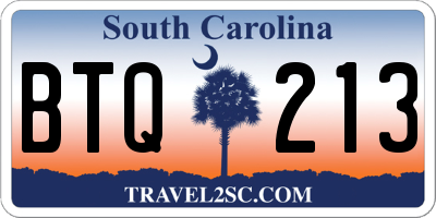 SC license plate BTQ213