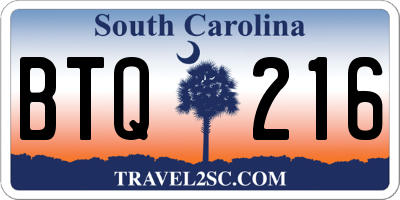 SC license plate BTQ216