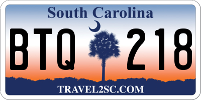 SC license plate BTQ218