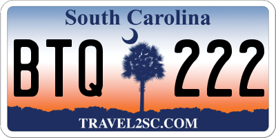 SC license plate BTQ222