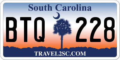 SC license plate BTQ228