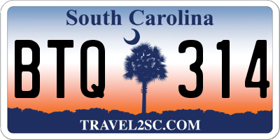 SC license plate BTQ314
