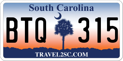 SC license plate BTQ315