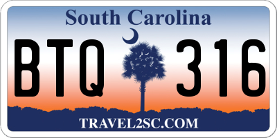 SC license plate BTQ316