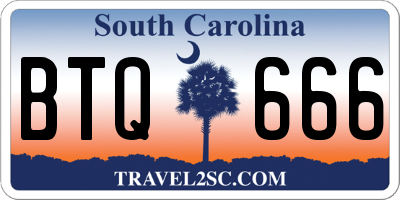 SC license plate BTQ666