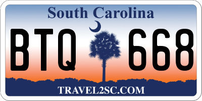 SC license plate BTQ668