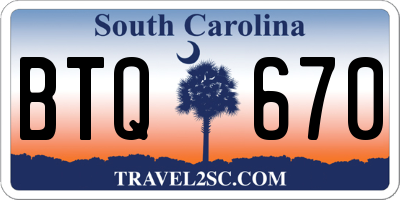 SC license plate BTQ670