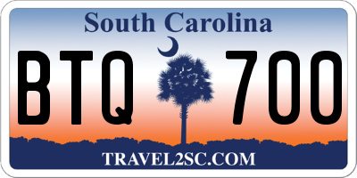 SC license plate BTQ700