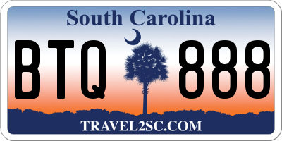 SC license plate BTQ888
