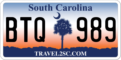 SC license plate BTQ989