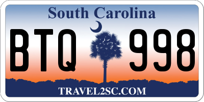 SC license plate BTQ998