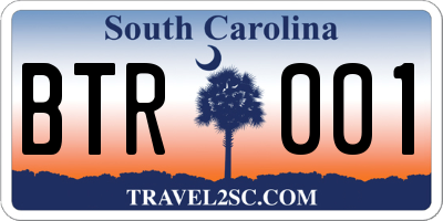 SC license plate BTR001