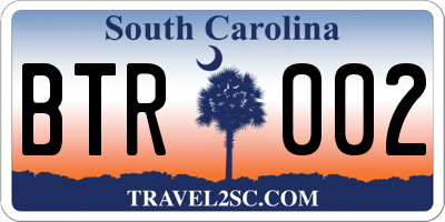SC license plate BTR002