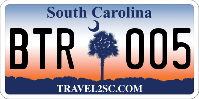 SC license plate BTR005