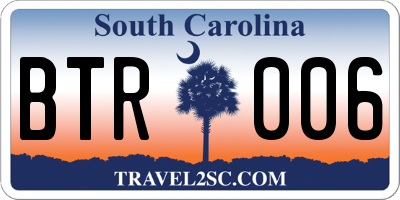 SC license plate BTR006