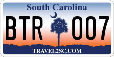 SC license plate BTR007