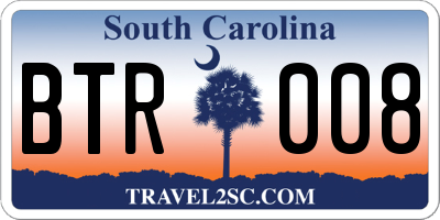 SC license plate BTR008